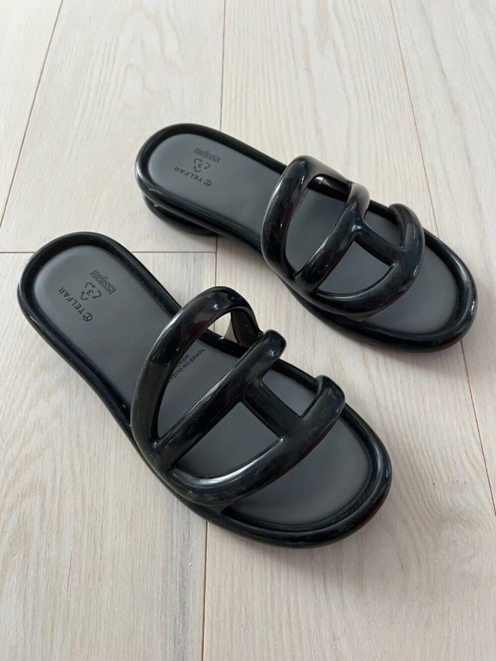 Melissa x Telfar Jelly Slide Sandals Flats Black ( 7 ) - Picture 3 of 4